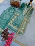 DESIGNER SEQUENCE AND ZARI EMBROIDERY WITH PEARL AND DIAMOND HANDWORK TOP PALAZZO WITH DUPATTA FESTIVE WEAR WHOLESALE PRICE ETHNIC GARMENT (9)