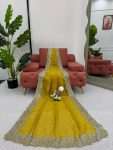 DESIGNER TABBY SILK THREAD AND SEQUENCE WORK SAREE WITH UNSTIITCHED BLOUSE PARTY WEAR WHOLESALE PRICE ETHNIC GARMENT (6)