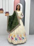 DESIGNER TISSUE SILK THREAD AND SEQUENCE WORK LEHENGA CHOLI WITH DUPATTA PARTY WEAR WHOLESALE PRICE ETHNIC GARMENT (5)