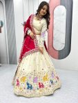 DESIGNER TISSUE SILK THREAD AND SEQUENCE WORK LEHENGA CHOLI WITH DUPATTA WEDDING WEAR WHOLESALE PRICE ETHNIC GARMENT (5)