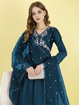 DESIGNER VICHITRA SILK EMBROIDERY WORK ALIA CUT TOP BOTTOM WITH DUPATTA PARTY WEAR WHOLESALE PRICE ETHNIC GARMENT (7)