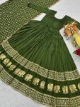 DESIGNER VICHITRA SILK SEQUENCE EMBROIDERY WORK GOWN WITH DUPATTA PARTY WEAR WHOLESALE PRICE ETHNIC GARMENT (8)
