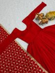 DESIGNER VICHITRA SILK SEQUENCE EMBROIDERY WORK GOWN WITH DUPATTA PARTY WEAR WHOLESALE PRICE ETHNIC GARMENT (4)