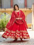 DESIGNER VICHITRA SILK SEQUENCE EMBROIDERY WORK GOWN WITH DUPATTA PARTY WEAR WHOLESALE PRICE ETHNIC GARMENT (4)