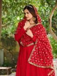 DESIGNER VICHITRA SILK SEQUENCE EMBROIDERY WORK GOWN WITH DUPATTA PARTY WEAR WHOLESALE PRICE ETHNIC GARMENT (4)