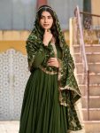 DESIGNER VICHITRA SILK SEQUENCE EMBROIDERY WORK GOWN WITH DUPATTA PARTY WEAR WHOLESALE PRICE ETHNIC GARMENT (8)