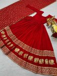 DESIGNER VICHITRA SILK SEQUENCE EMBROIDERY WORK GOWN WITH DUPATTA PARTY WEAR WHOLESALE PRICE ETHNIC GARMENT (4)