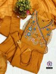DESIGNER VISCOSE CHANDERI EMBROIDERY WORK TOP BOTTOM WITH DUPATTA FESTIVE WEAR WHOLESALE PRICE ETHNIC GARMENT (3)