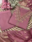DESIGNER VISCOSE CHANDERI EMBROIDERY WORK TOP BOTTOM WITH DUPATTA FESTIVE WEAR WHOLESALE PRICE ETHNIC GARMENT (3)