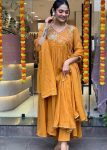 DESIGNER VISCOSE CHANDERI EMBROIDERY WORK TOP BOTTOM WITH DUPATTA FESTIVE WEAR WHOLESALE PRICE ETHNIC GARMENT (3)