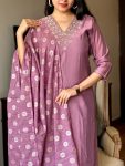 DESIGNER VISCOSE CHANDERI EMBROIDERY WORK TOP BOTTOM WITH DUPATTA FESTIVE WEAR WHOLESALE PRICE ETHNIC GARMENT (3)