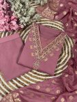 DESIGNER VISCOSE CHANDERI EMBROIDERY WORK TOP BOTTOM WITH DUPATTA FESTIVE WEAR WHOLESALE PRICE ETHNIC GARMENT (3)