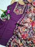 DESIGNER VISCOSE CHANDERI SEQUENCE CODING EMBROIDERY WORK TOP BOTTOM WITH DUPATTA FESTIVE WEAR WHOLESALE PRICE ETHNIC GARMENT (8)