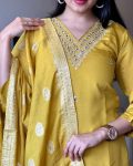 DESIGNER VISCOSE CHANDERI SILK HAND EMBROIDERY AND ZARI WEAVING WORK TOP BOTTOM WITH DUPATTA PARTY WEAR WHOLESALE PRICE ETHNIC GARMENT (3)