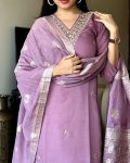 DESIGNER VISCOSE CHANDERI SILK HAND EMBROIDERY AND ZARI WEAVING WORK TOP BOTTOM WITH DUPATTA PARTY WEAR WHOLESALE PRICE ETHNIC GARMENT (4)