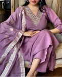 DESIGNER VISCOSE CHANDERI SILK HAND EMBROIDERY AND ZARI WEAVING WORK TOP BOTTOM WITH DUPATTA PARTY WEAR WHOLESALE PRICE ETHNIC GARMENT (4)