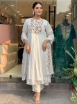 DESIGNER VISCOSE CHINON EMBROIDERY WORK TOP BOTTOM WITH DUPATTA WHITE
