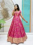 DESIGNER VISCOSE DOLA SILK EMBROIDERY LACE WORK ONLY GOWN PARTY WEAR WHOLESALE PRICE ETHNIC GARMENT (5)