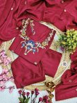 DESIGNER VISCOSE EMBROIDERY WORK TOP BOTTOM WITH DUPATTA PARTY WEAR WHOLESALE PRICE ETHNIC GARMENT (5)