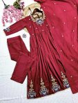 DESIGNER VISCOSE EMBROIDERY WORK TOP BOTTOM WITH DUPATTA PARTY WEAR WHOLESALE PRICE ETHNIC GARMENT (5)