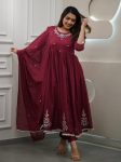 DESIGNER VISCOSE EMBROIDERY WORK TOP BOTTOM WITH DUPATTA MAROON