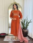 DESIGNER VISCOSE SILK EMBROIDERY WORK TOP BOTTOM WITH DUPATTA PARTY WEAR WHOLESALE PRICE ETHNIC GARMENT (3)