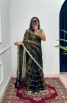 FANCY BLOOMING BURBERRY EMBROIDERY ZARI WORK SAREE WITH UNSTITCHED BLOUSE