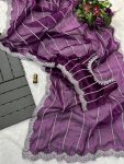 FANCY BLOOMING BURBERRY EMBROIDERY ZARI WORK SAREE WITH UNSTITCHED BLOUSE PARTY WEAR WHOLESALE PRICE ETHNIC GARMENT (13)