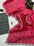 FANCY BLOOMING BURBERRY EMBROIDERY ZARI WORK SAREE WITH UNSTITCHED BLOUSE PARTY WEAR WHOLESALE PRICE ETHNIC GARMENT (17)