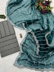 FANCY BLOOMING BURBERRY EMBROIDERY ZARI WORK SAREE WITH UNSTITCHED BLOUSE PARTY WEAR WHOLESALE PRICE ETHNIC GARMENT (20)
