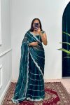 FANCY BLOOMING BURBERRY EMBROIDERY ZARI WORK SAREE WITH UNSTITCHED BLOUSE