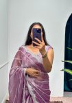 FANCY BLOOMING BURBERRY EMBROIDERY ZARI WORK SAREE WITH UNSTITCHED BLOUSE PARTY WEAR WHOLESALE PRICE ETHNIC GARMENT (21)