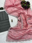 FANCY BLOOMING BURBERRY EMBROIDERY ZARI WORK SAREE WITH UNSTITCHED BLOUSE PARTY WEAR WHOLESALE PRICE ETHNIC GARMENT (24)