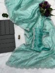 FANCY BLOOMING BURBERRY EMBROIDERY ZARI WORK SAREE WITH UNSTITCHED BLOUSE PARTY WEAR WHOLESALE PRICE ETHNIC GARMENT (5)