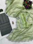 FANCY BLOOMING BURBERRY EMBROIDERY ZARI WORK SAREE WITH UNSTITCHED BLOUSE PARTY WEAR WHOLESALE PRICE ETHNIC GARMENT (8)
