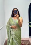 FANCY BLOOMING BURBERRY EMBROIDERY ZARI WORK SAREE WITH UNSTITCHED BLOUSE PARTY WEAR WHOLESALE PRICE ETHNIC GARMENT (8)