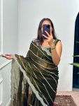 FANCY BLOOMING BURBERRY EMBROIDERY ZARI WORK SAREE WITH UNSTITCHED BLOUSE PARTY WEAR WHOLESALE PRICE ETHNIC GARMENT (10)