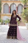 FANCY BLOOMING GEORGETTE EMBROIDERY SEQUENCE WORK TOP PALAZZO WITH DUPATTA PARTY WEAR WHOLESALE PRICE ETHNIC GARMENT (12)