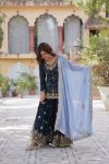 FANCY BLOOMING GEORGETTE EMBROIDERY SEQUENCE WORK TOP PALAZZO WITH DUPATTA PARTY WEAR WHOLESALE PRICE ETHNIC GARMENT (2)