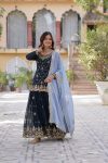FANCY BLOOMING GEORGETTE EMBROIDERY SEQUENCE WORK TOP PALAZZO WITH DUPATTA PARTY WEAR WHOLESALE PRICE ETHNIC GARMENT (2)