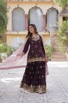 FANCY BLOOMING GEORGETTE EMBROIDERY SEQUENCE WORK TOP PALAZZO WITH DUPATTA PARTY WEAR WHOLESALE PRICE ETHNIC GARMENT (12)