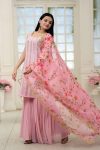 FANCY BLOOMING GEORGETTE EMBROIDERY SEQUENCE WORK TOP SHARARA WITH DUPATTA PARTY WEAR WHOLESALE PRICE ETHNIC GARMENT (3)