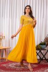 FANCY BLOOMING GEORGETTE EMBROIDERY ZARI SEQUENCE WORK ONLY GOWN PARTY WEAR WHOLESALE PRICE ETHNIC GARMENT (3)