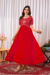 FANCY BLOOMING GEORGETTE EMBROIDERY ZARI SEQUENCE WORK ONLY GOWN PARTY WEAR WHOLESALE PRICE ETHNIC GARMENT (8)