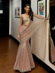 FANCY BUTTERFLY NET THREAD WITH SEQUENCE  WORK LEHENGA SAREE WITH UNSTITCHED BLOUSE BABY PINK