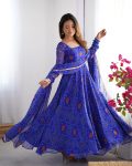 FANCY CHIFFON BANDHEJ PRINTED LACE WORK GOWN BOTTOM WITH DUPATTA FESTIVE WEAR WHOLESALE PRICE ETHNIC GARMENT (3)