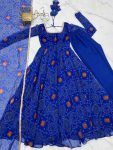 FANCY CHIFFON BANDHEJ PRINTED LACE WORK GOWN BOTTOM WITH DUPATTA FESTIVE WEAR WHOLESALE PRICE ETHNIC GARMENT (3)