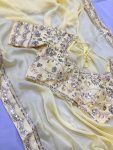 FANCY CHIFFON EMBROIDERY WITH SEQUENCE WORK SAREE WITH UNSTITCHED BLOUSE PARTY WEAR WHOLESALE PRICE ETHNIC GARMENT (4)