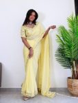 FANCY CHIFFON EMBROIDERY WITH SEQUENCE WORK SAREE WITH UNSTITCHED BLOUSE PARTY WEAR WHOLESALE PRICE ETHNIC GARMENT (4)