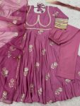 FANCY CHINON EMBROIDERY SEQUENCE WORK GOWN BOTTOM WITH DUPATTA PARTY WEAR WHOLESALE PRICE ETHNIC GARMENT (10)